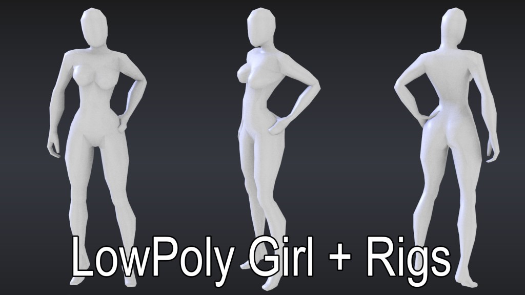 LowPoly Girl + Rigs preview image 1